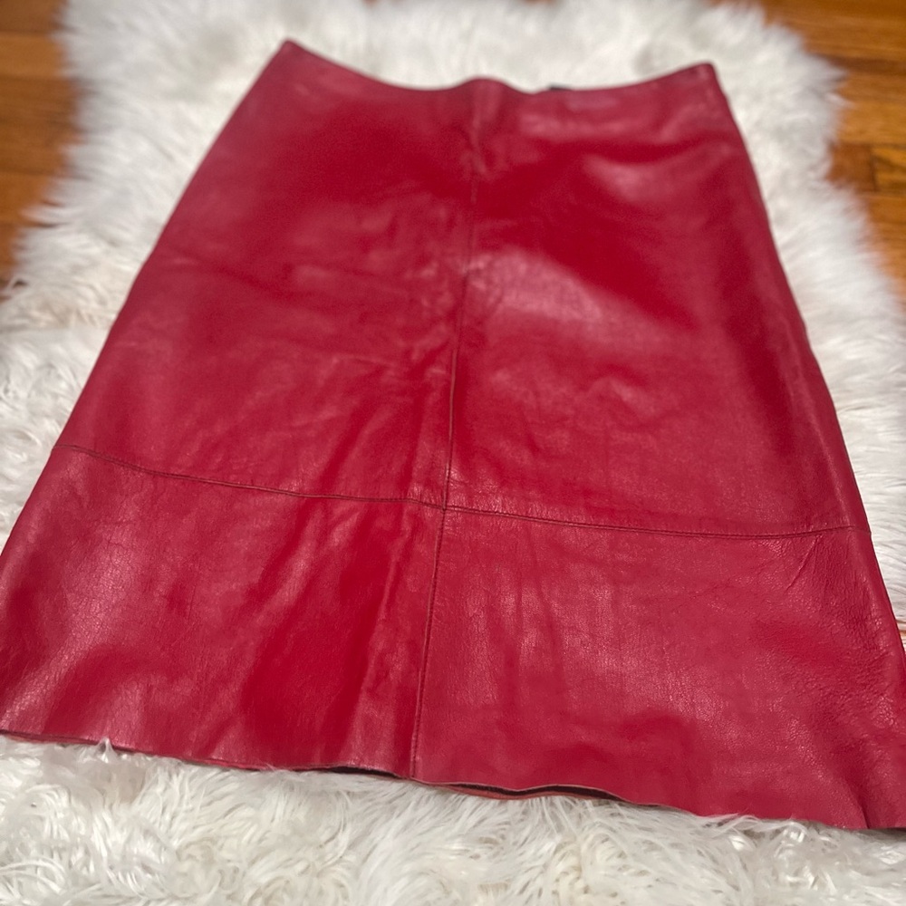 Dollhouse Vibrant Red %100 Leather Pencil Skirt size Medium. Never worn
